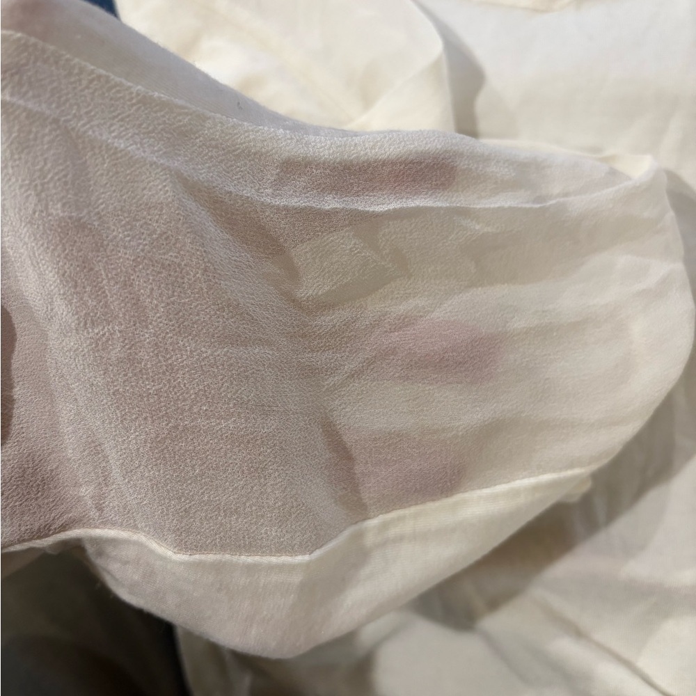 Maje silk combo top shirt blouse cream sz 1 S - Picture 5 of 7